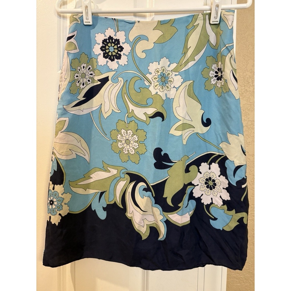 Ann Taylor Vintage Vibrant Blue‎ Floral 100% Silk Skirt, 8P